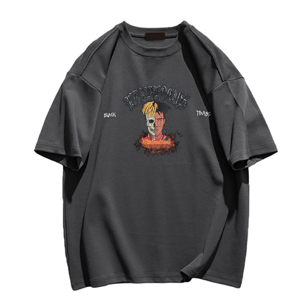 American Dark Skull Print T-shirt