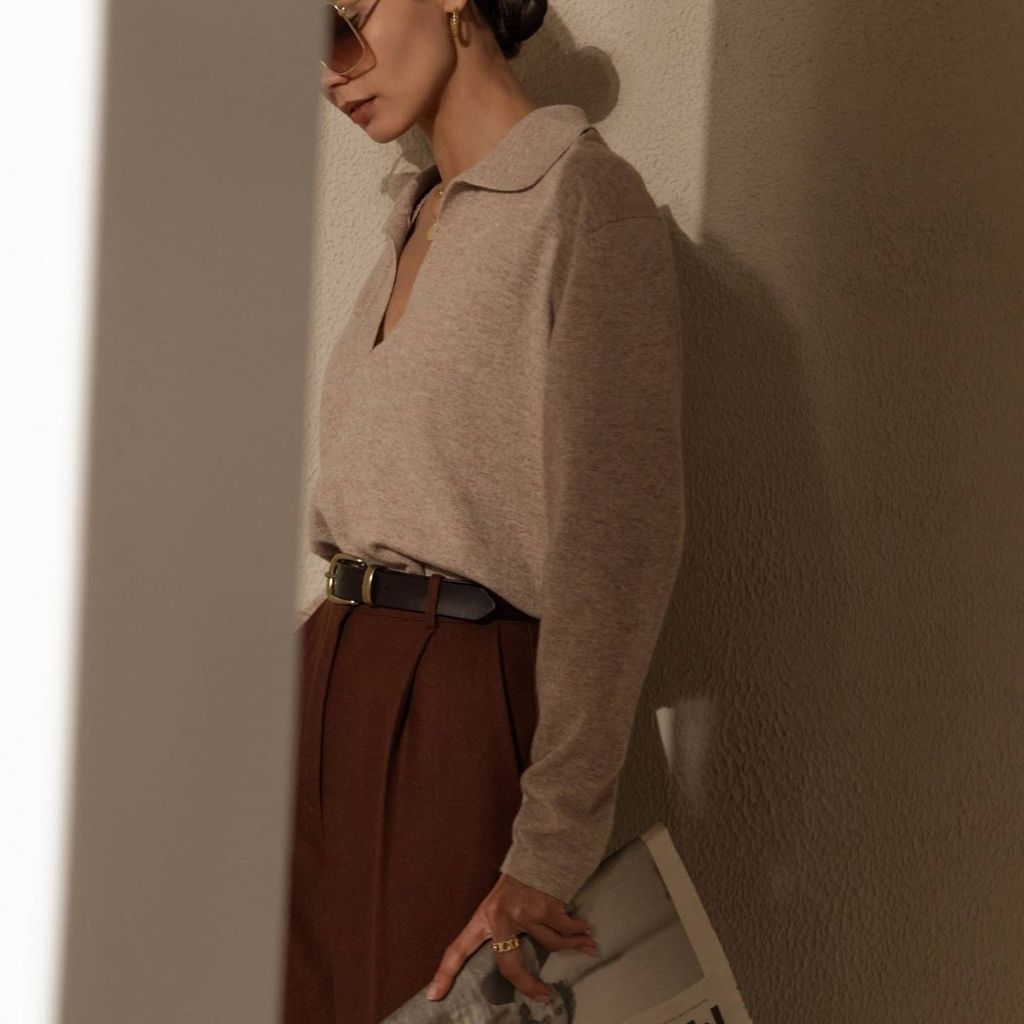 Women's Leisure Collared Pullover Sweater