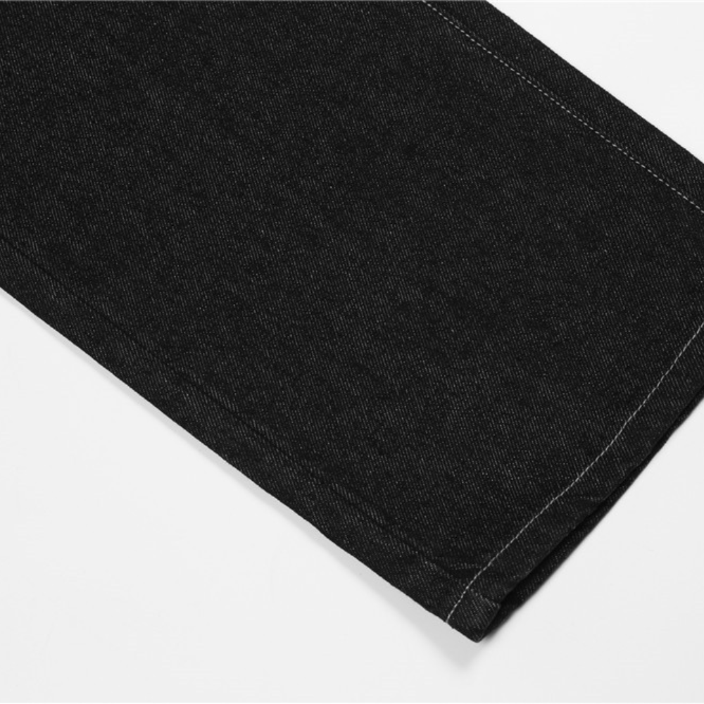 Dollar Embroidery Straight Leg Jeans