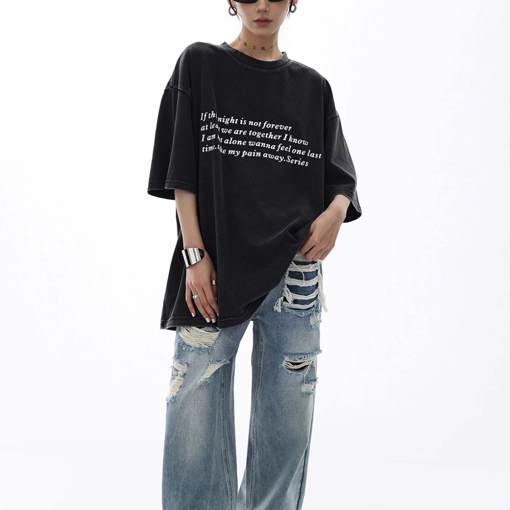 Hip Hop Eye Graphic Washed T-shirt