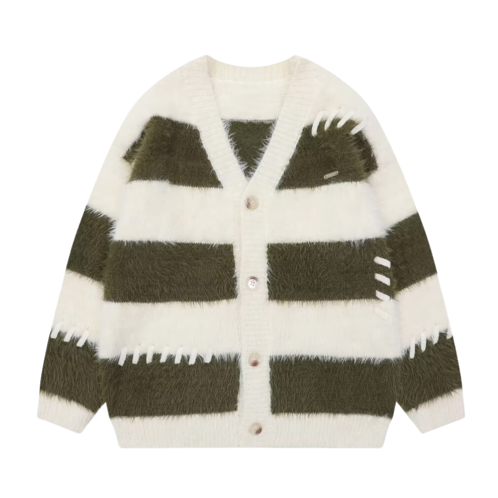 Women's Preppy Striped Knitted Cardigan