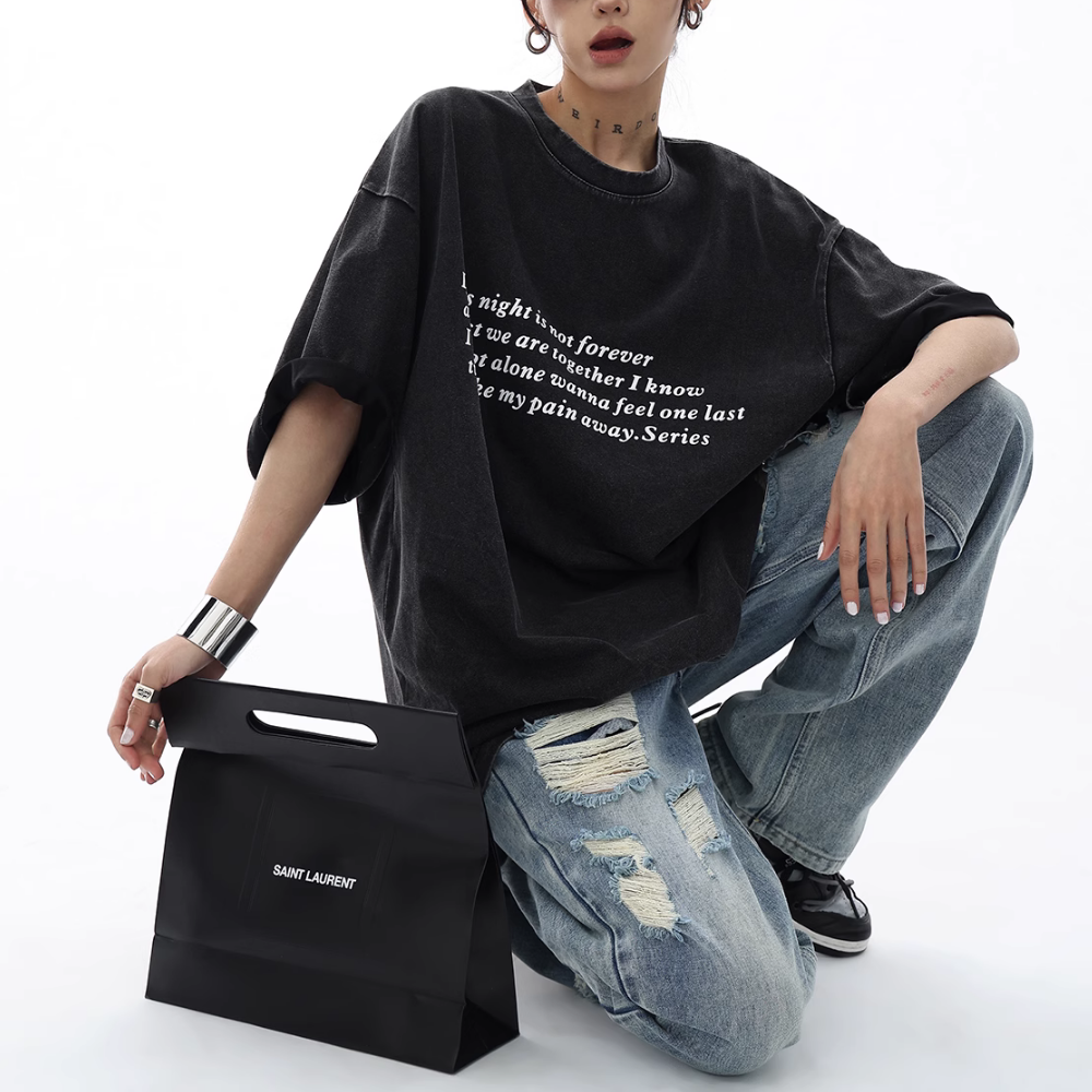 Hip Hop Eye Graphic Washed T-shirt