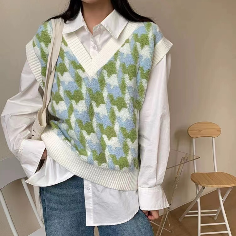 Women's Sweet Contrast Knit Vest
