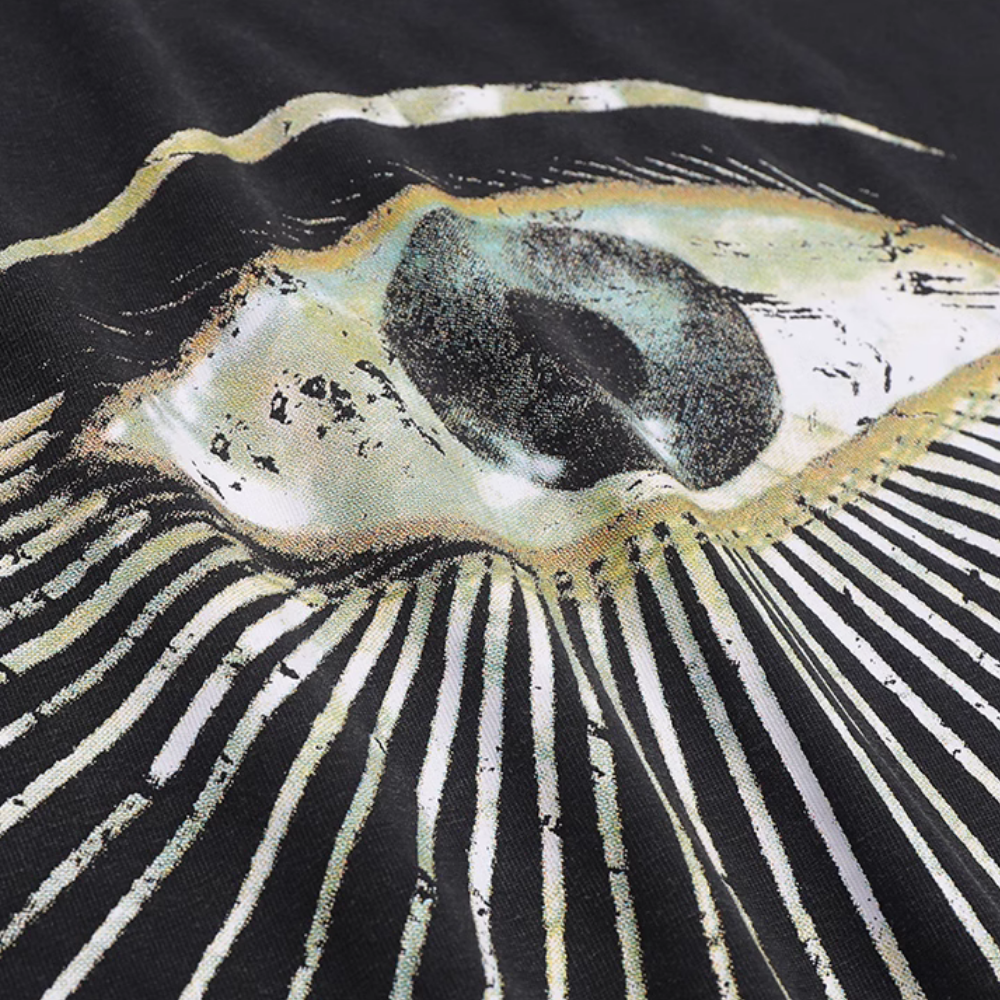 Hip Hop Eye Graphic Washed T-shirt