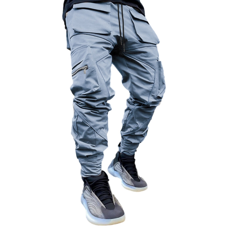 Reflective Line Cargo Pants-Blue