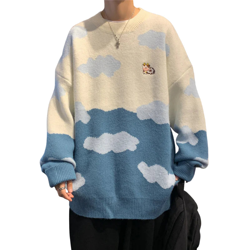 Cute Cloud Contrast Color Sweater