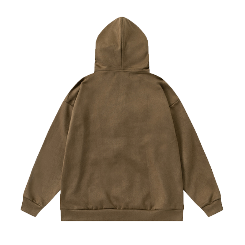 Loose Suede Alphabet Hoodie