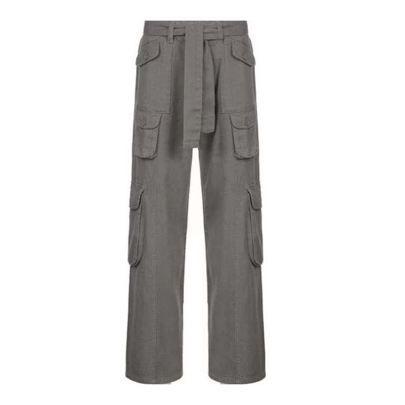 Hip Hop Solid Color Wide-leg Cargo Pants