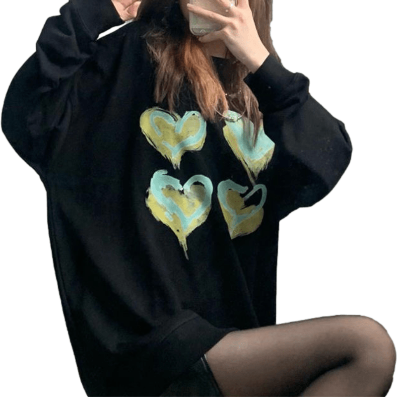 Graffiti Heart Print Sweatshirt