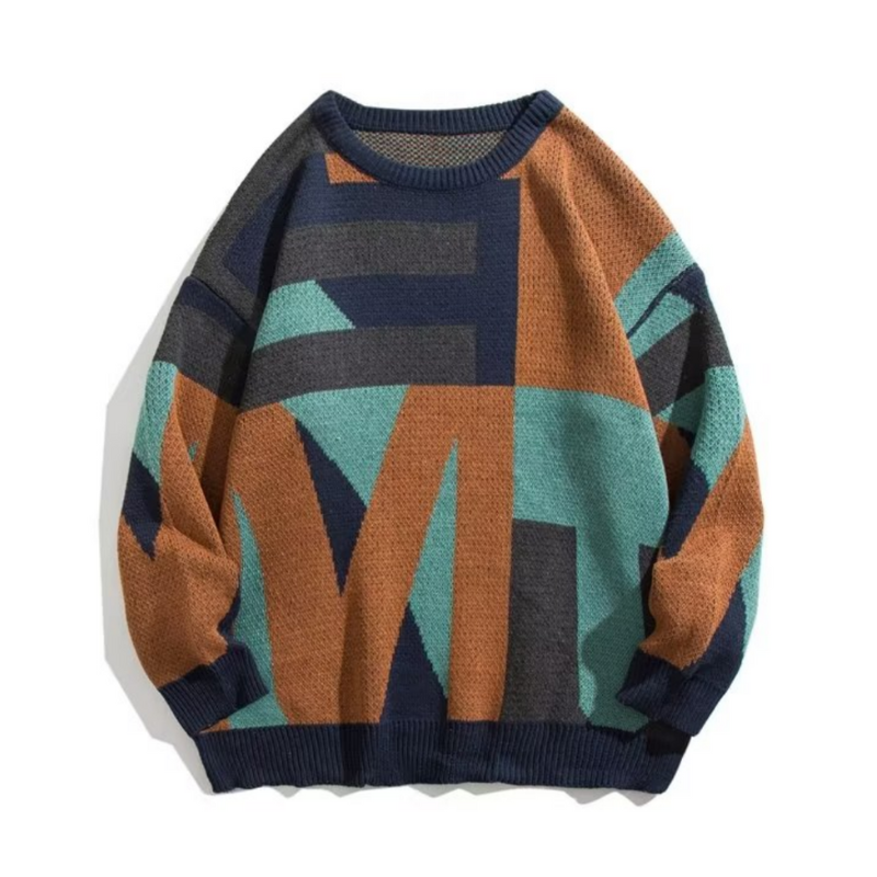 Casual Patchwork Knit Sweater