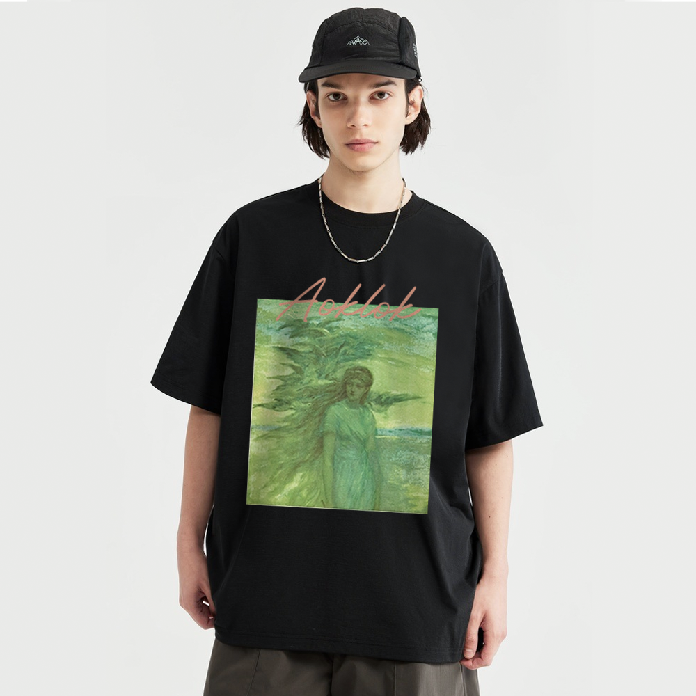 Pure Cotton 260G Oil Painting Girl Print T-Shirt