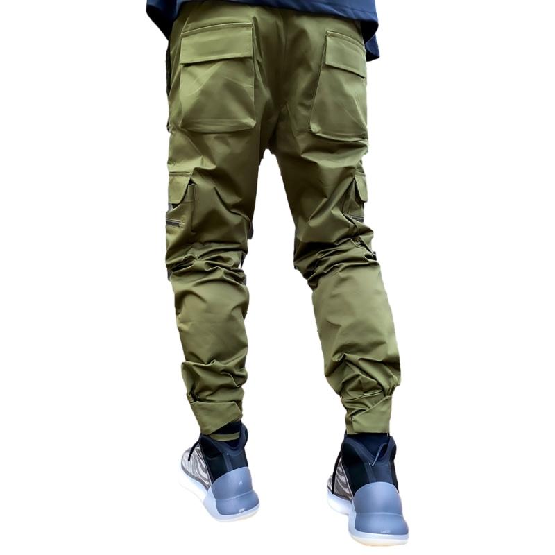 Reflective Line Cargo Pants-Green