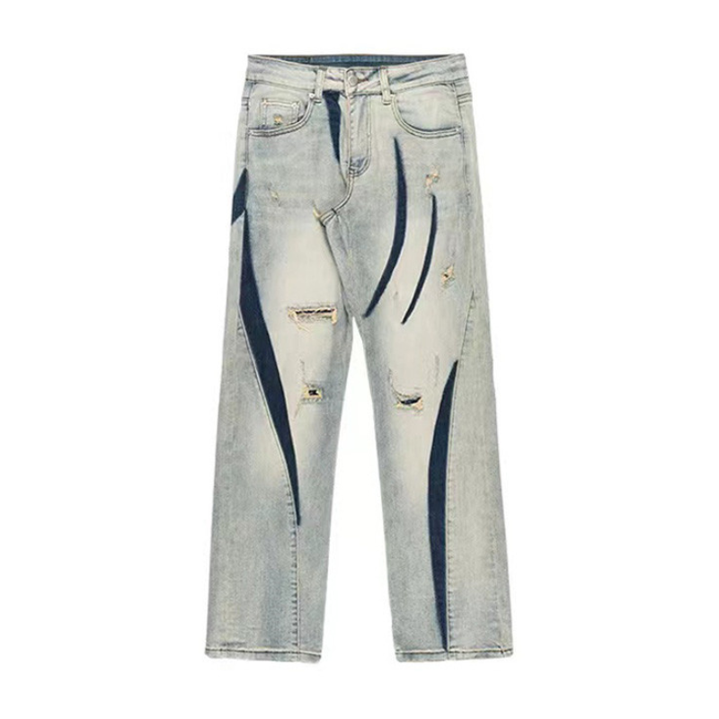 Distressed Denim Contrast Jeans