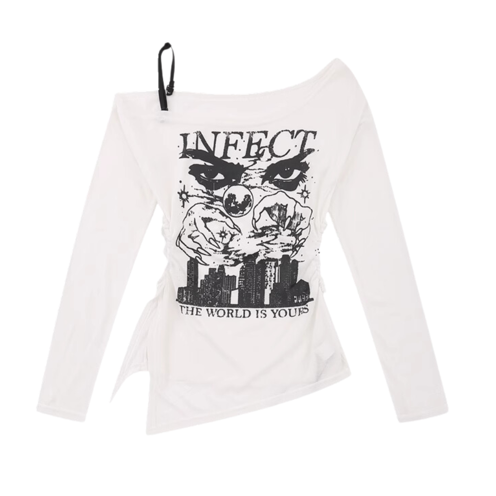 Women's Sexy Hollow One Shoulder Long Sleeve