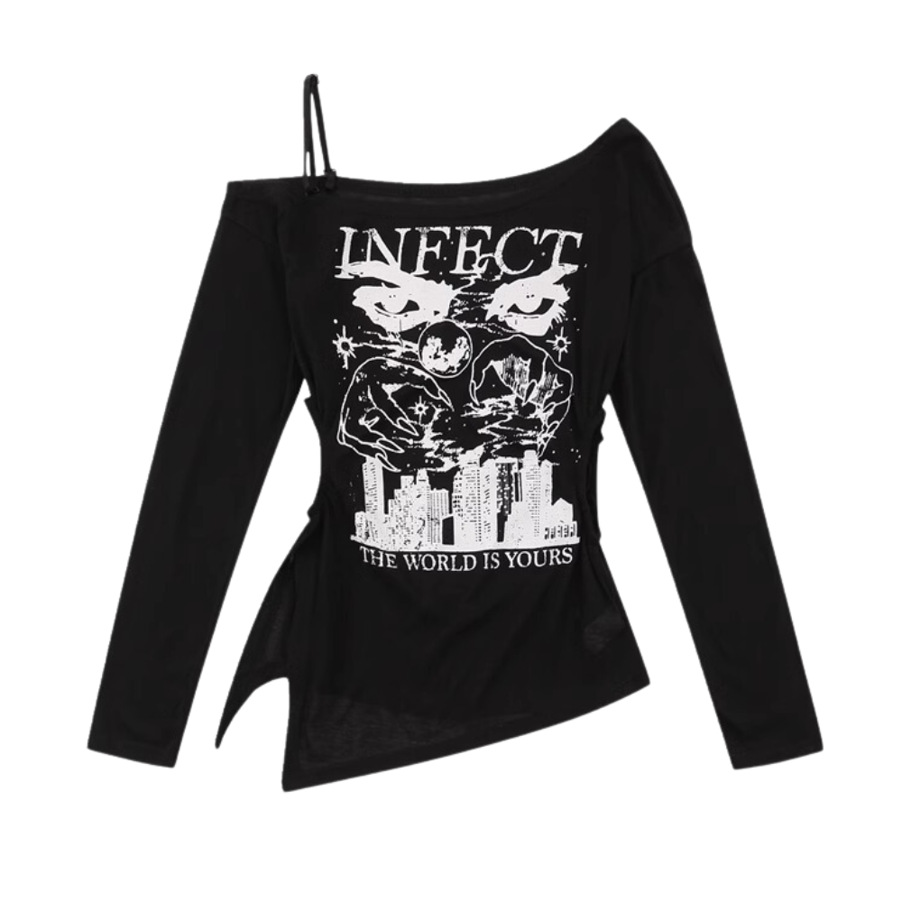 Women's Sexy Hollow One Shoulder Long Sleeve