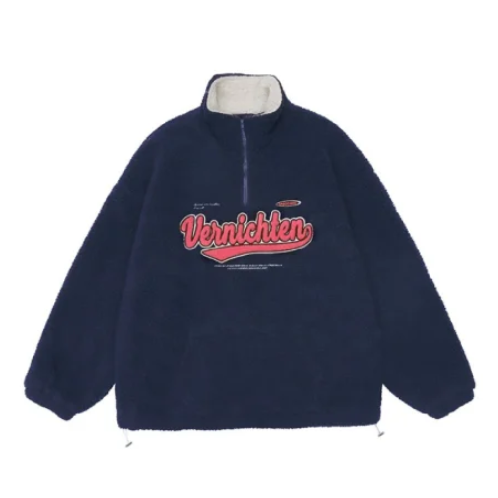 Women's Letter Embroidery Polo Coat
