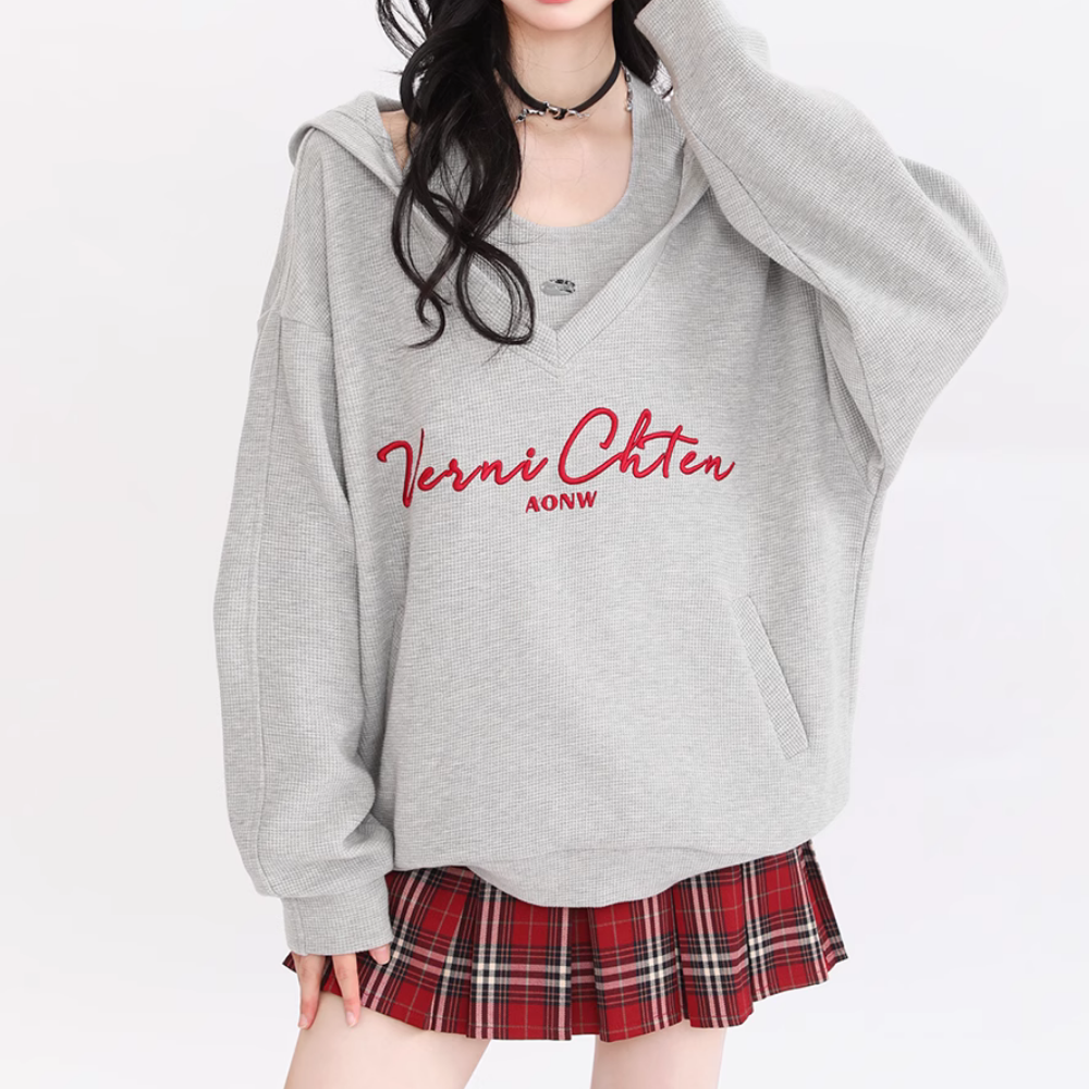 Women's Halter Solid Color Waffle Hoodie