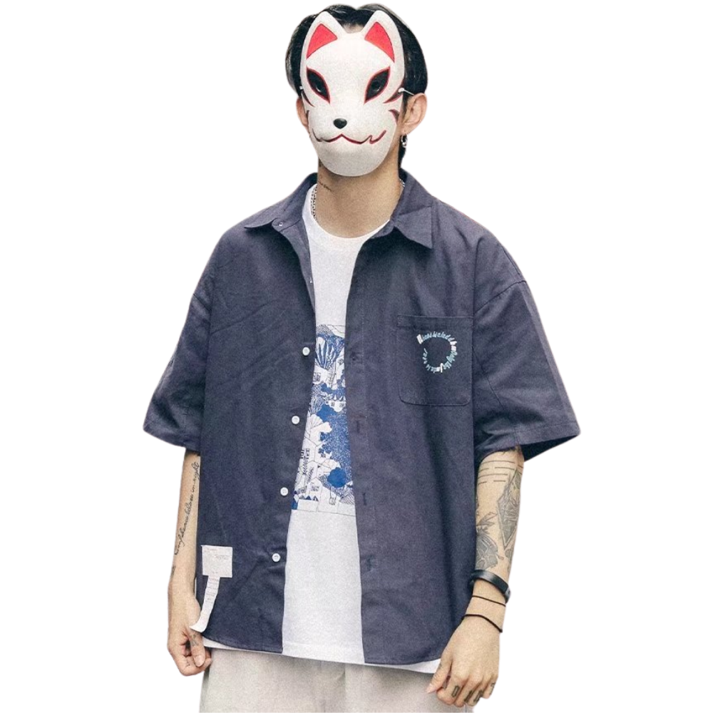 Japanese Embroidered Short Sleeve Shirt