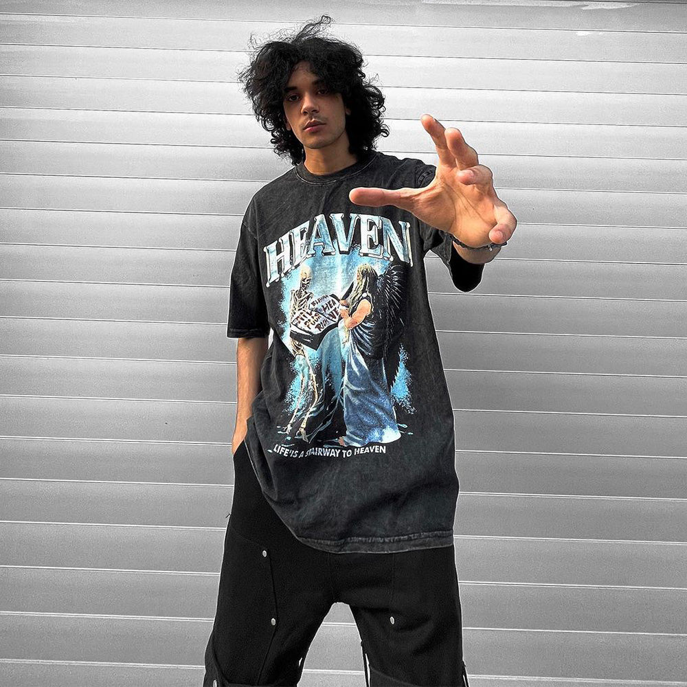 Skull To Heaven Print T-shirt