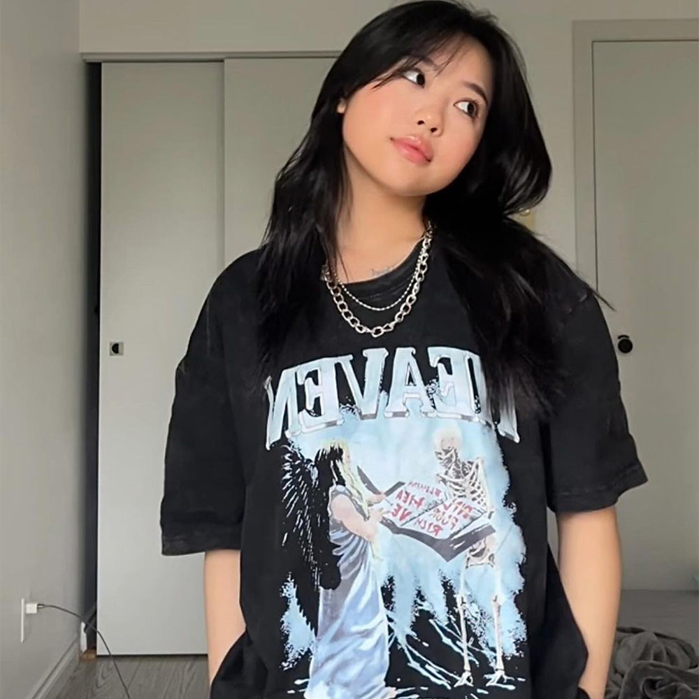 Skull To Heaven Print T-shirt