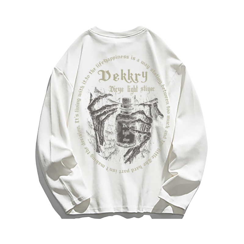 Letter Skull Hand Graphic Long Sleeve Shirt