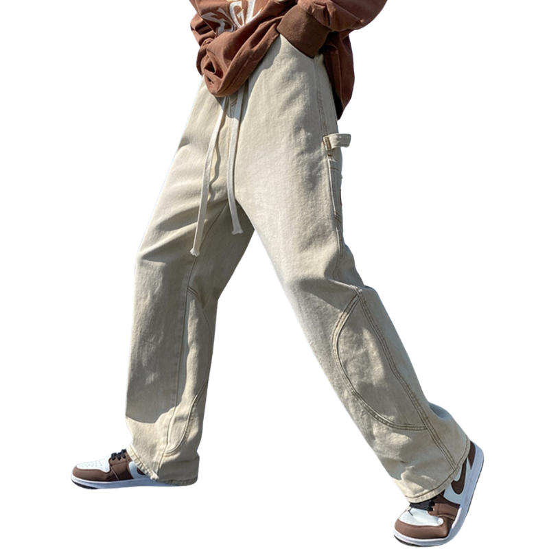 Street Pure Drawsting Straight Jeans