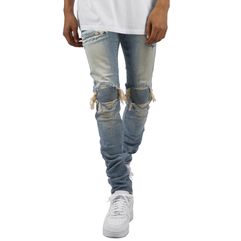 High Street Wash Distressed Stacked Jeans