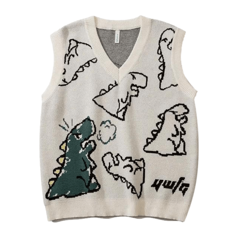 Dinosaur Sketch Pattern knit Vest