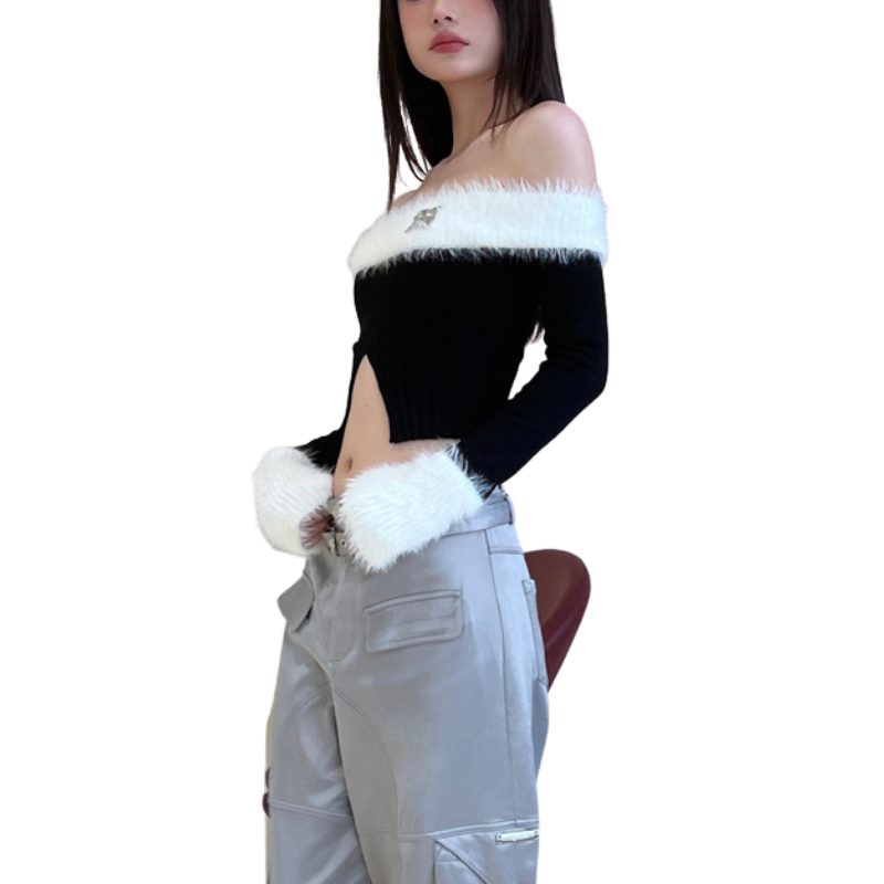 Women's One-shoulder Paneled Sweater