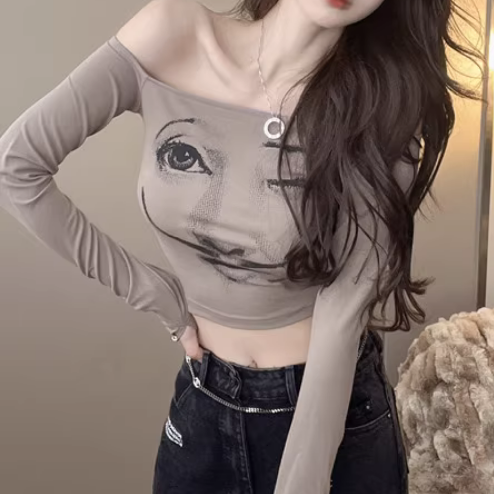 Women's Sexy One Shoulder Long Sleeve Shirt