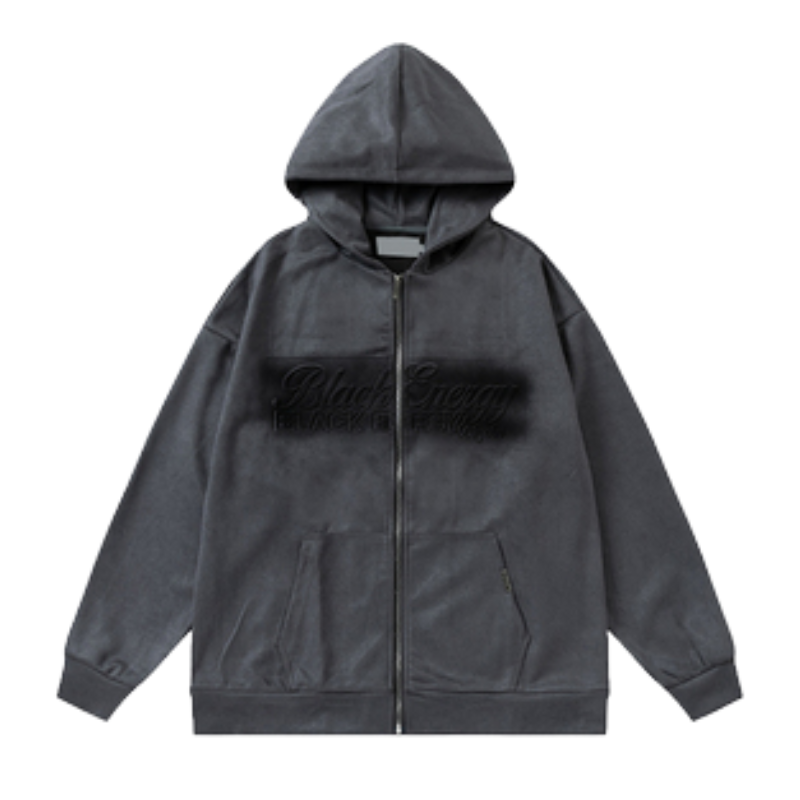Loose Suede Alphabet Hoodie