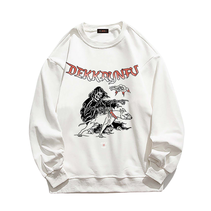 Hip Hop Creative Skull Letter Print Sweatshirt