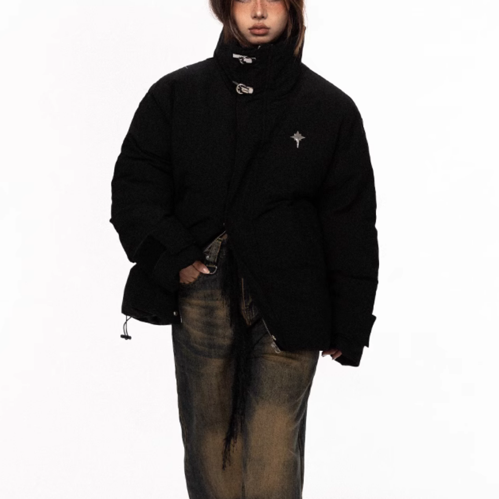 Women's Vintage Metal Button Stand Collar Coat