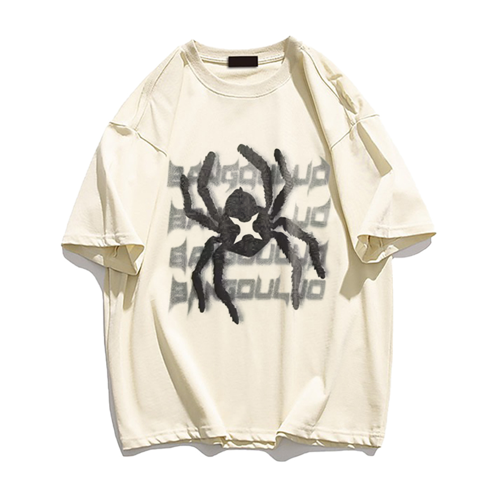 Cartoon Spider Letter Print T-shirt
