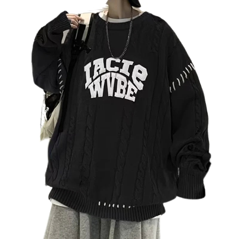 High Street Letter Embroidered Twist Sweater
