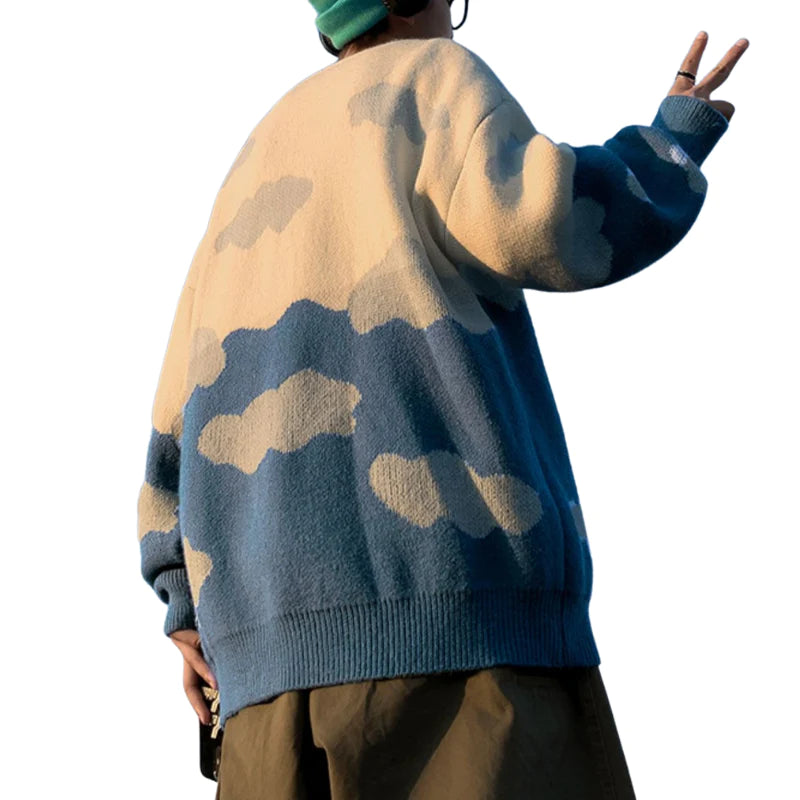 Cute Cloud Contrast Color Sweater