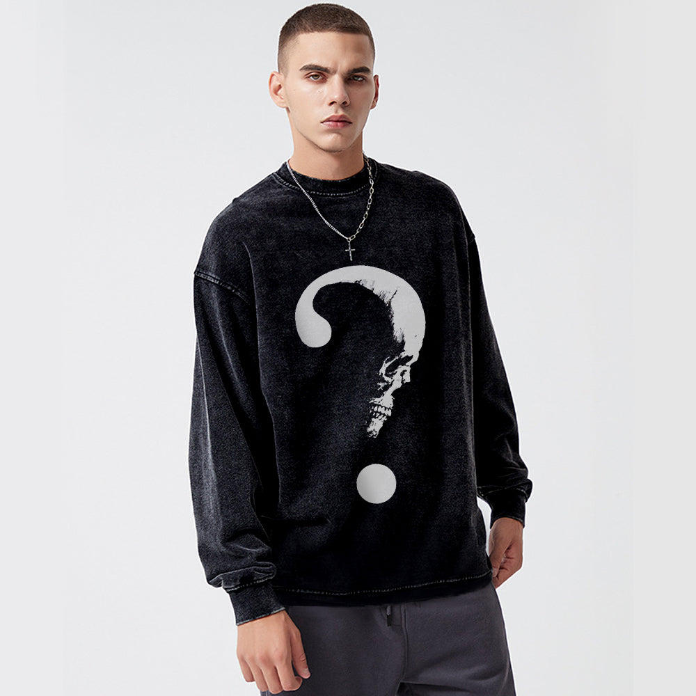 High Street Skull Question Mark Washed Sweatshirt
