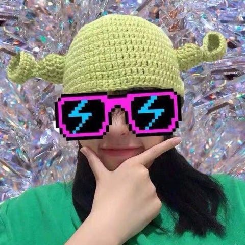 Green Cute Antenna Knitted Hat