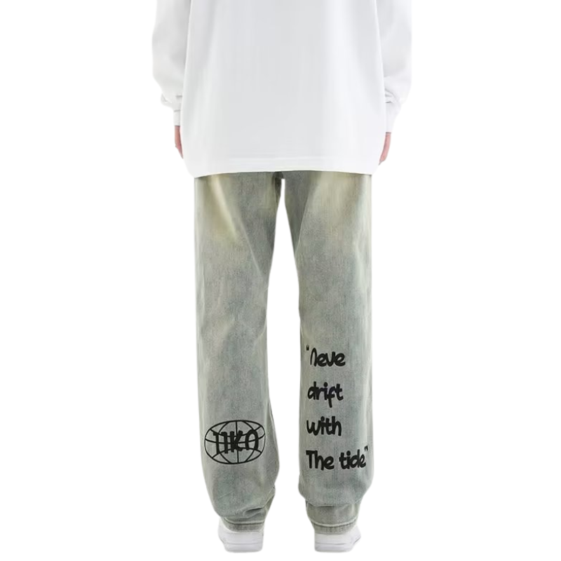 American Letter Graphic Straight Jeans