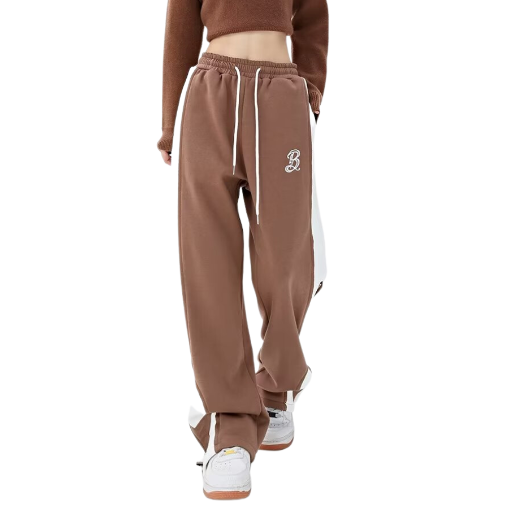 Urban Letter Embroidery Zipper Sweatpants