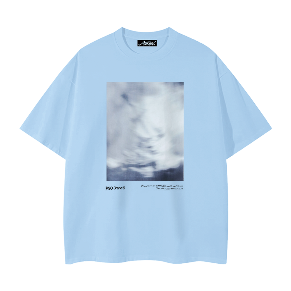 Pure Cotton 260G Blurred Landscape Print T-Shirt