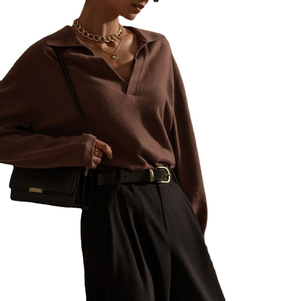 Women's Leisure Collared Pullover Sweater