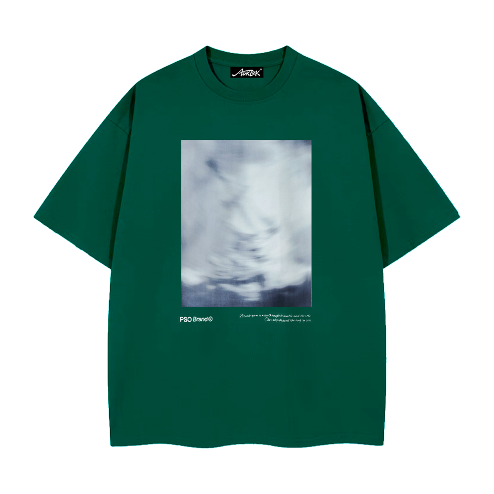 Pure Cotton 260G Blurred Landscape Print T-Shirt
