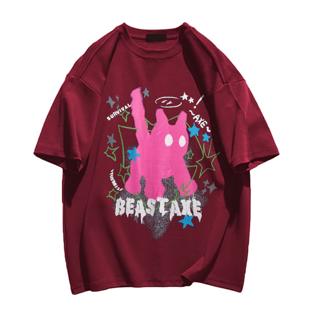 Urban Abstract Kitten Print T-shirt