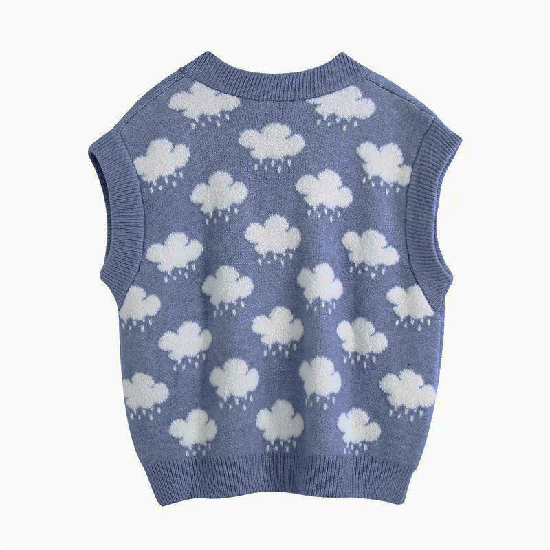 Cloud Pattern Knitted Vest