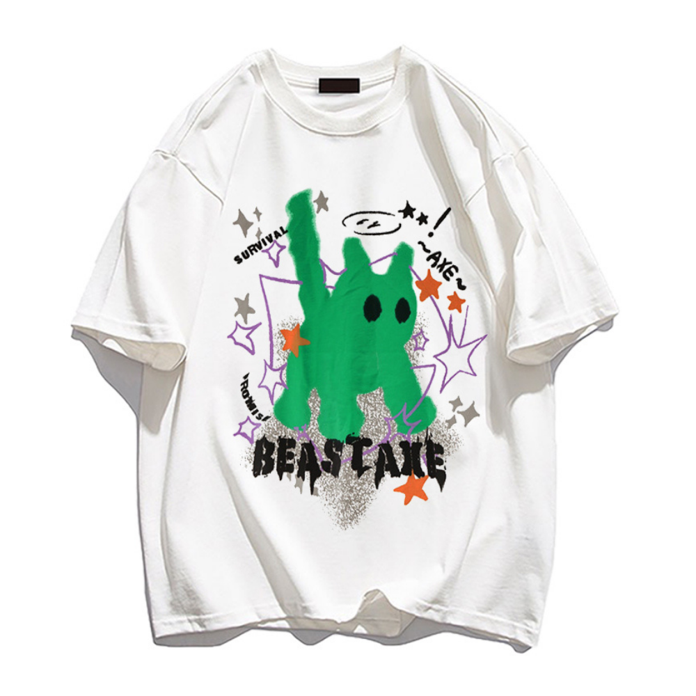 Urban Abstract Kitten Print T-shirt