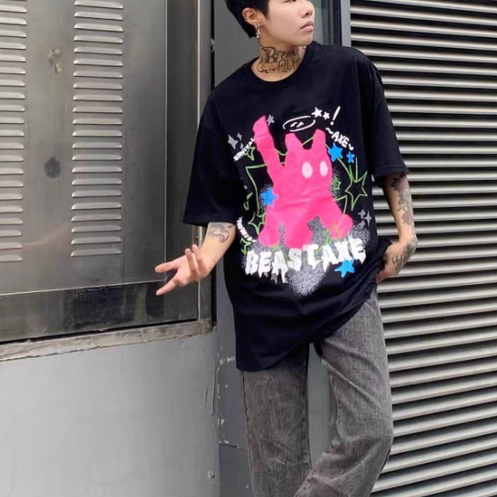 Urban Abstract Kitten Print T-shirt
