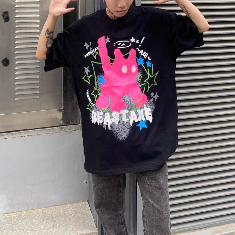 Urban Abstract Kitten Print T-shirt