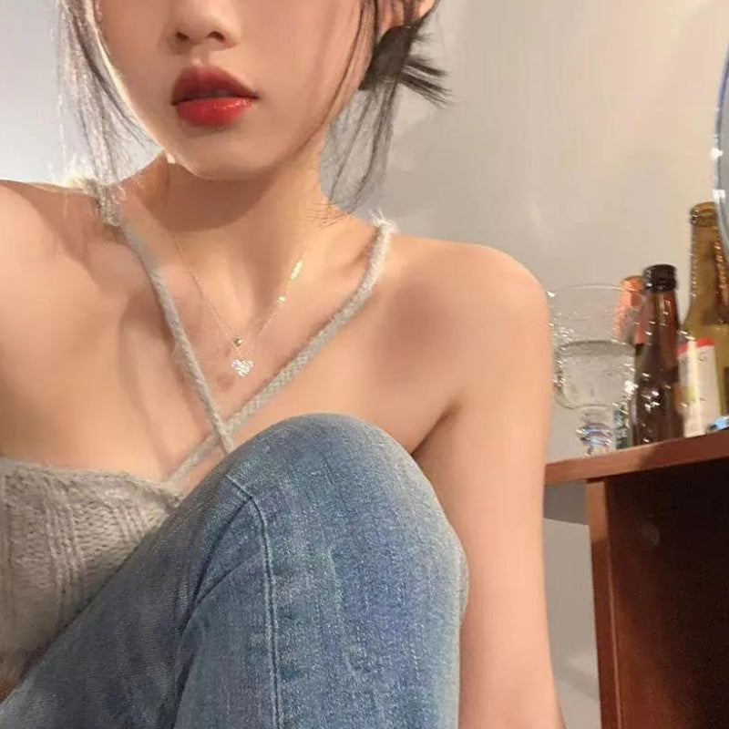 Double Diamond Heart Necklace