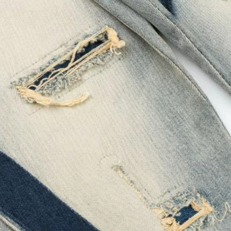 Distressed Denim Contrast Jeans